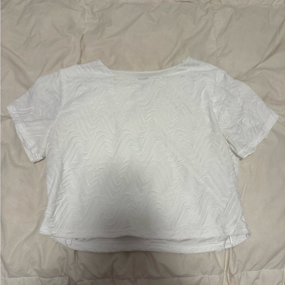 Princess Polly White Textured Short Sleeve Top